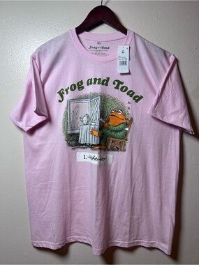 New Womens Frog and Toad Graphic Short Sleeve Tee - Pink Size XL NEW
